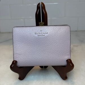 Kate Spade Wallet Leather Cross Grain Lavender Bifold Compact